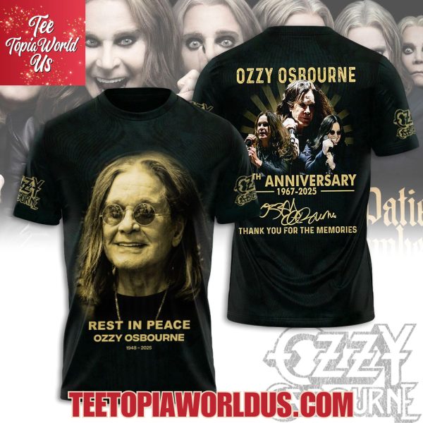 Ozzy Osbourne 57th Anniversary 1967-2025 Thank You For The Memories T-Shirt, Hoodie
