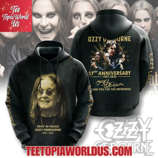 Ozzy Osbourne 57th Anniversary 1967-2025 Thank You For The Memories T-Shirt, Hoodie