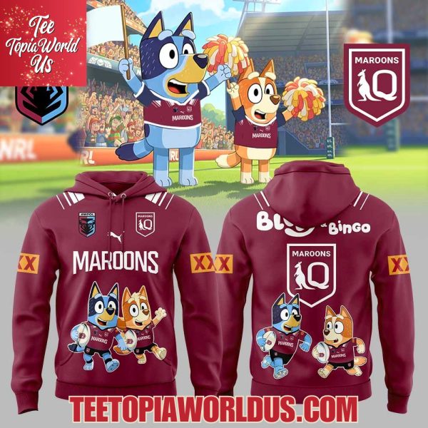 Queensland Maroons x Bluey and Bingo Hoodie