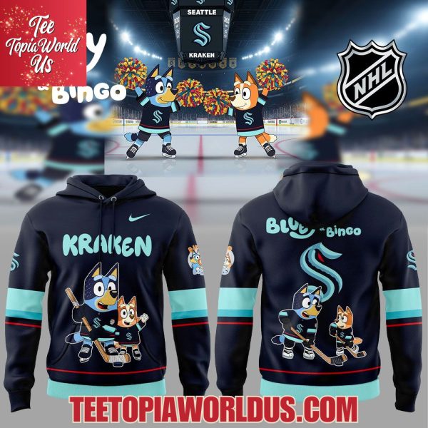 Seattle Kraken Bluey and Bingo Hoodie