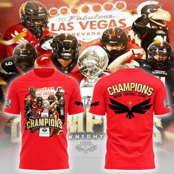 2025 IFL National Champions Champions Vegas Knight Hawks T-Shirt, Hoodie – Red
