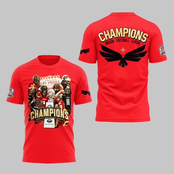2025 IFL National Champions Champions Vegas Knight Hawks T-Shirt, Hoodie – Red