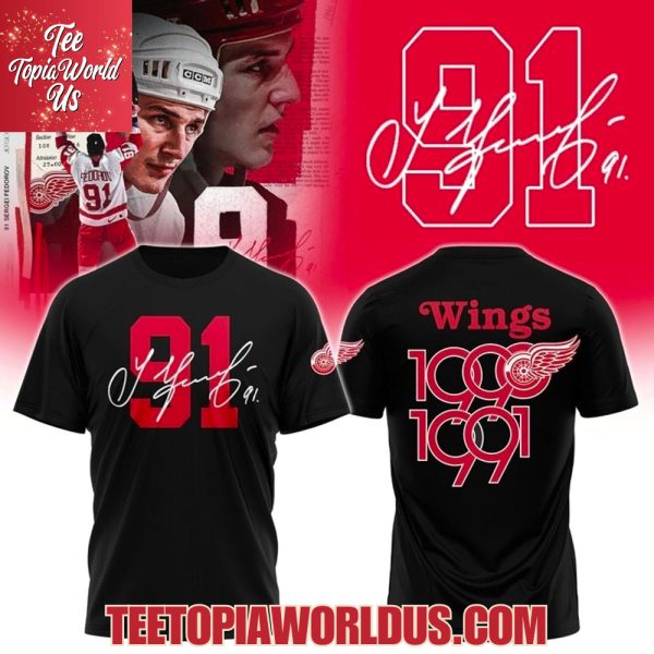 Detroit Red Wings 91 Sergei Fedorov T-Shirt, Hoodie