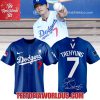 Los Angeles Dodgers x Kim Taehyung 7 V BTS White Jersey