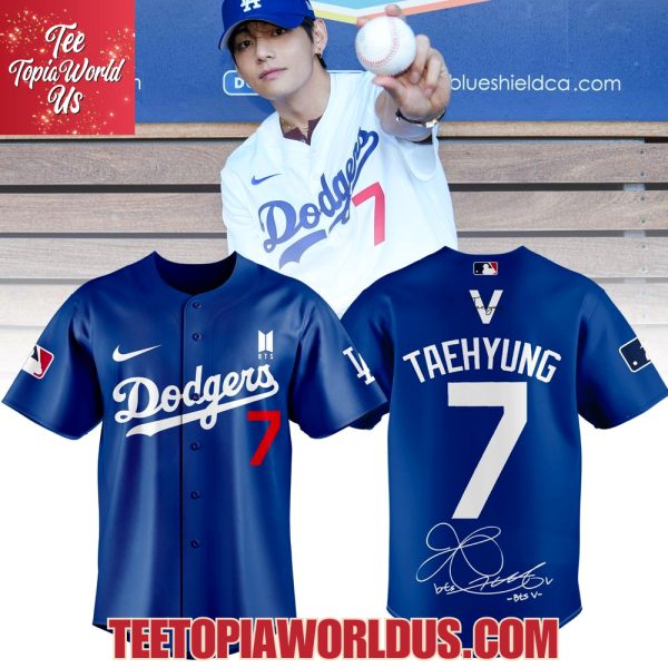 Los Angeles Dodgers x Kim Taehyung 7 V BTS Blue Jersey