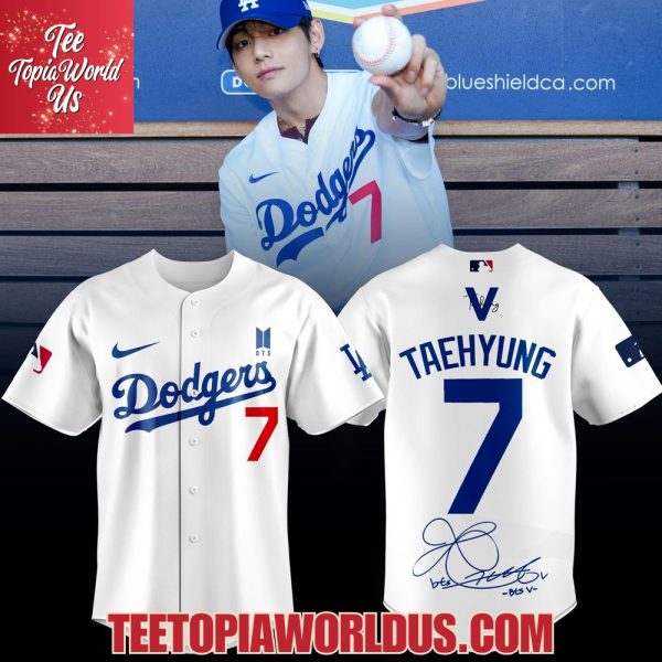 Los Angeles Dodgers x Kim Taehyung 7 V BTS White Jersey