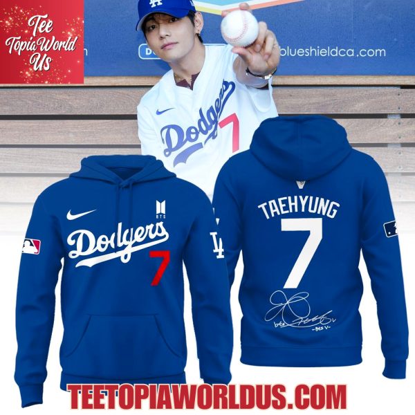Los Angeles Dodgers x Teahyung 7 V BTS Blue Hoodie