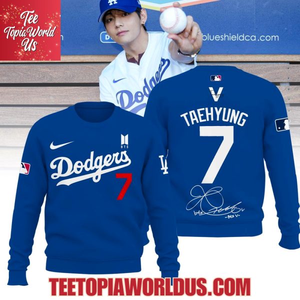 Los Angeles Dodgers x Teahyung 7 V BTS Blue Hoodie