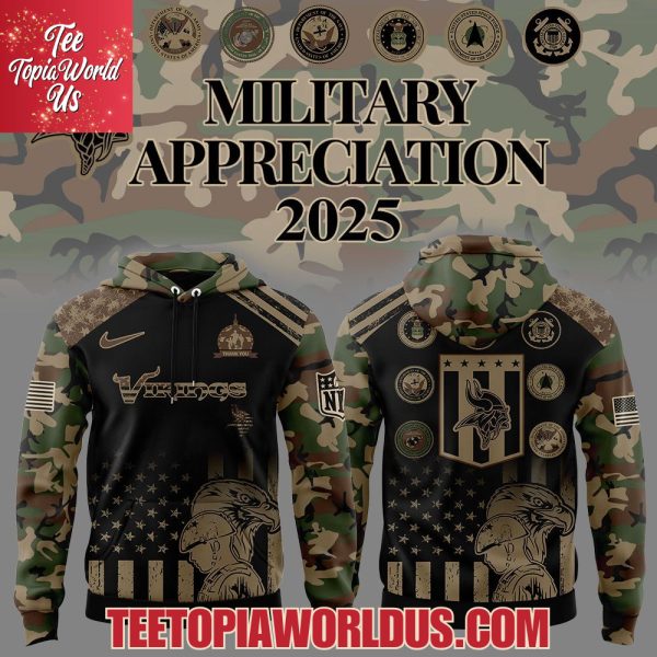 Minnesota Vikings Military Appreciation 2025 Hoodie