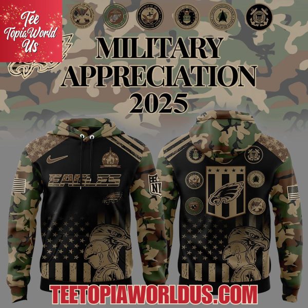 Philadelphia Eagles Military Appreciation 2025 Hoodie