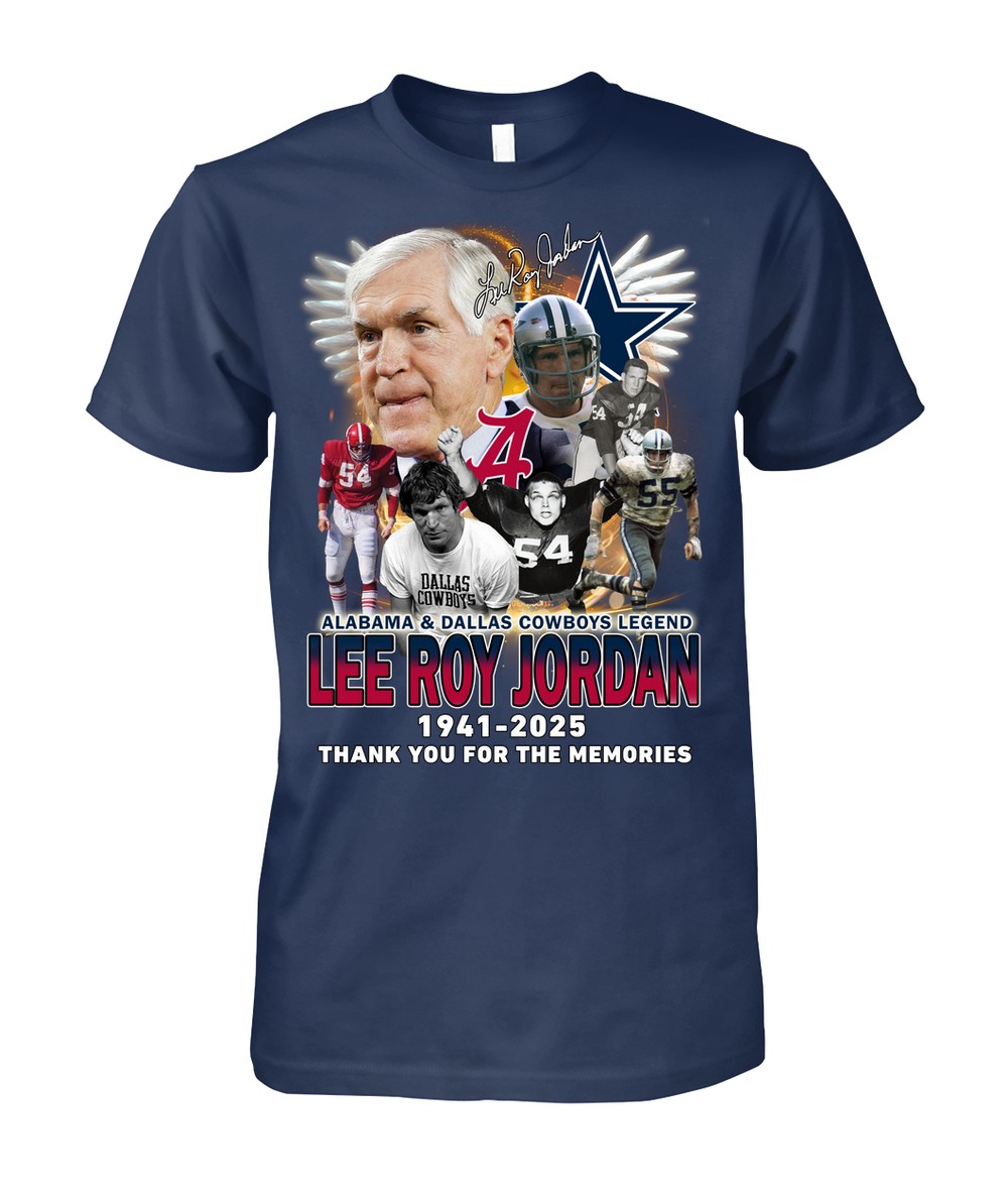 Alabama & Dallas Cowboys Legend Lee Roy Jordan 1941-2025 Thank You For The Memories T-Shirt Alabama & Dallas Cowboys Legend Lee Roy Jordan 1941-2025 Thank You For The Memories T-Shirt