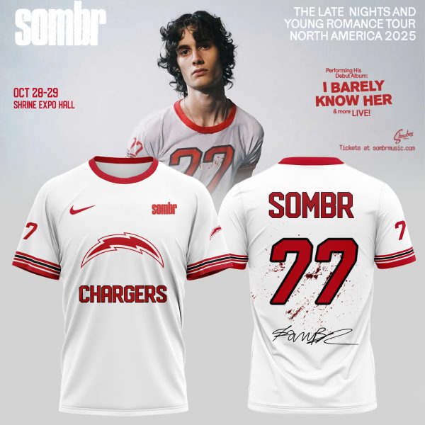 Los Angeles Chargers X Sombr – The Late Nights & Young Romance Tour Merch T-Shirt