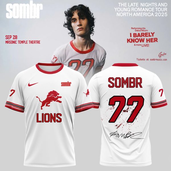 Detroit Lions X Sombr – The Late Nights & Young Romance Tour Merch T-Shirt