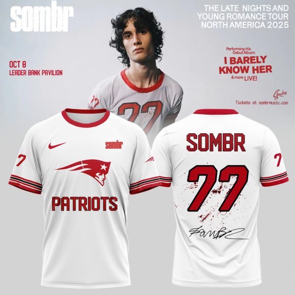 New England Patriots X Sombr – The Late Nights & Young Romance Tour Merch T-Shirt