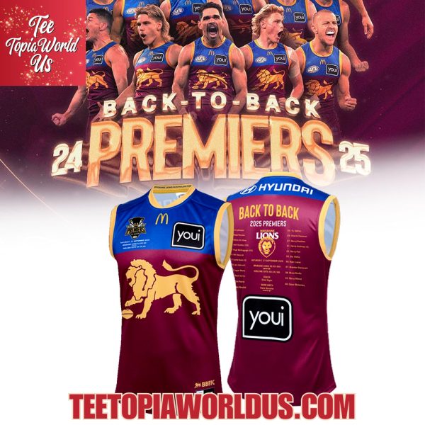 Brisbane Lions Back To Back 2025 Premiers Jersey
