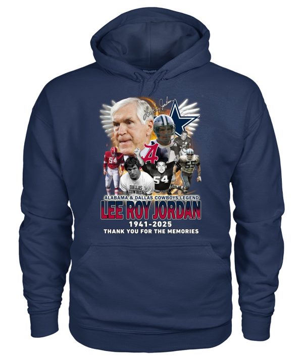 Alabama & Dallas Cowboys Legend Lee Roy Jordan 1941-2025 Thank You For The Memories T-Shirt