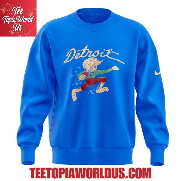 Detroit Lions 50s Retro Mascot Royal Blue Sweatshirt