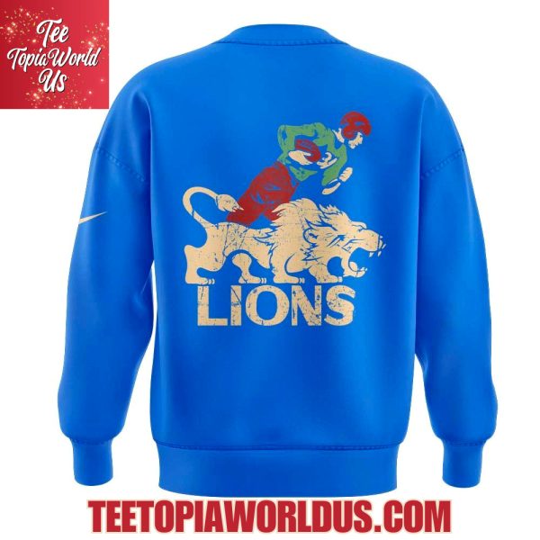 Detroit Lions 50s Retro Mascot Royal Blue Sweatshirt