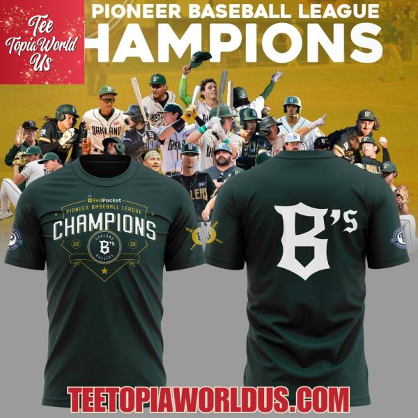 Oakland Ballers 2025 Pioneer Baseball League Champions T-Shirt