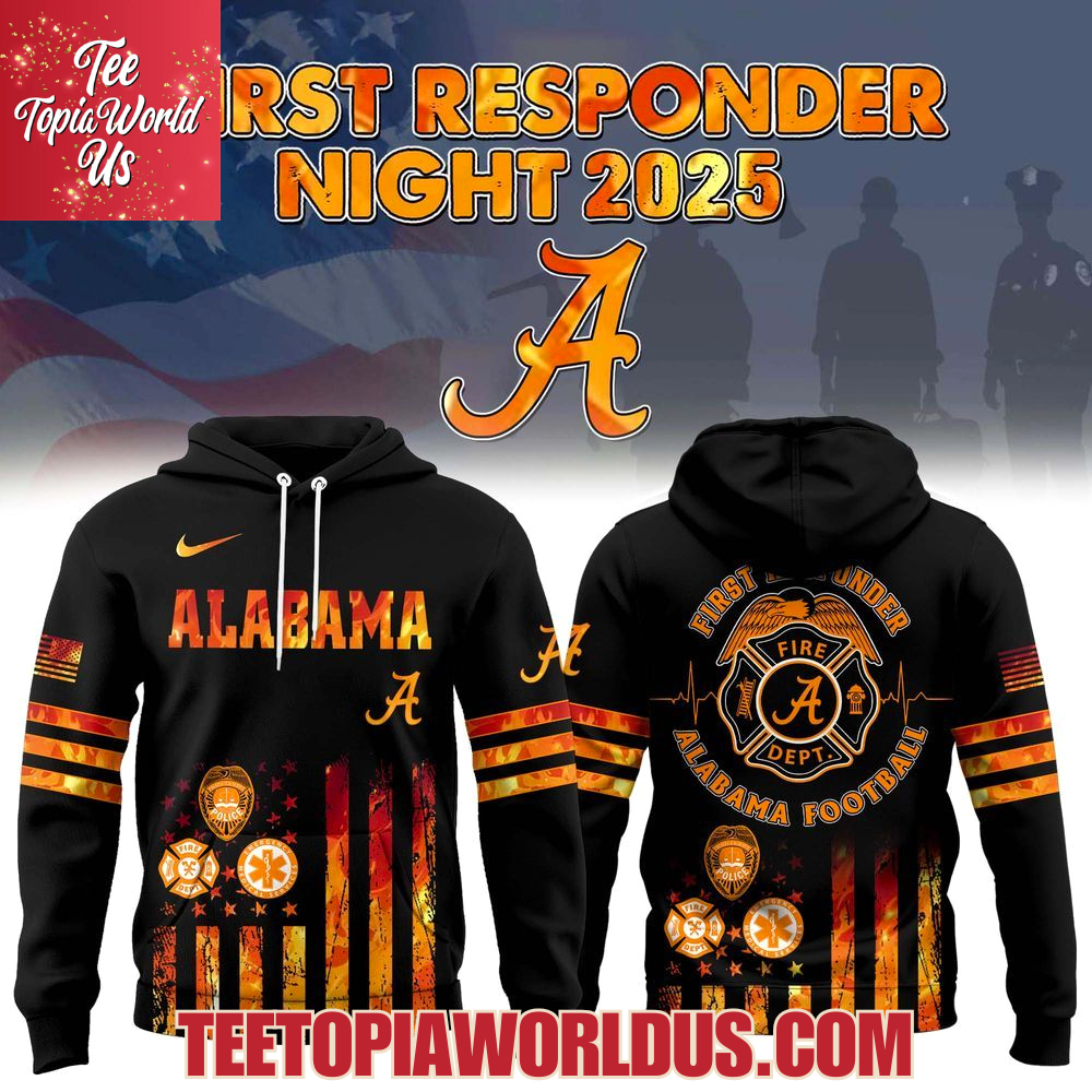 Alabama Crimson Tide x 2025 National First Responders Night Hoodie Alabama Crimson Tide x 2025 National First Responders Night Hoodie