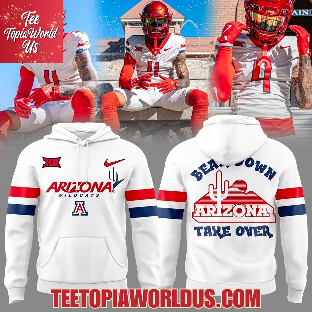 Arizona Wildcats Bear Down White Uniform Hoodie Arizona Wildcats Bear Down White Uniform Hoodie