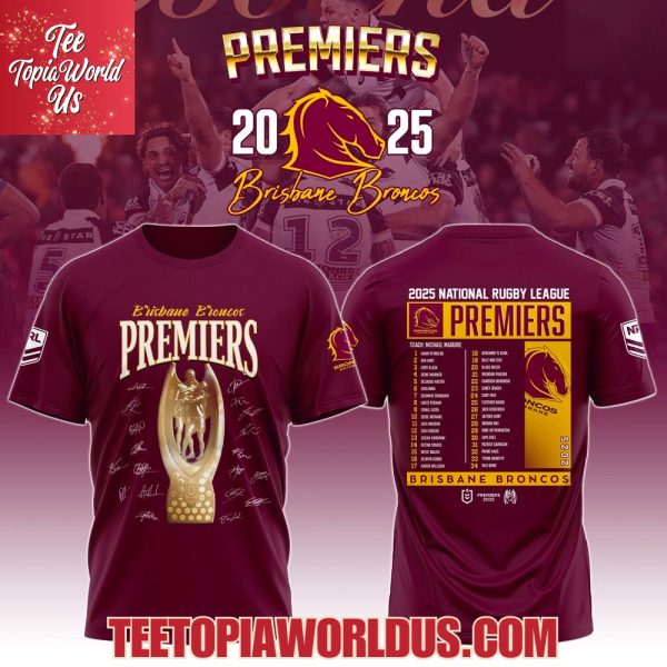 Brisbane Broncos Premiers NRL 2025 T-Shirt, Hoodie