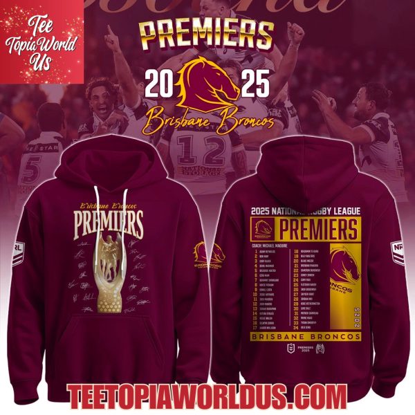 Brisbane Broncos Premiers NRL 2025 T-Shirt, Hoodie
