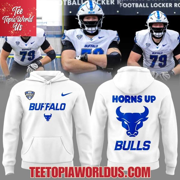 Buffalo Bulls Horns Up White Uniform Hoodie
