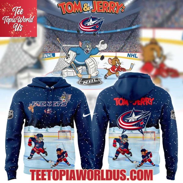 Columbus Blue Jackets Tom Cat and Jerry Mouse Hoodie Columbus Blue Jackets Tom Cat and Jerry Mouse Hoodie