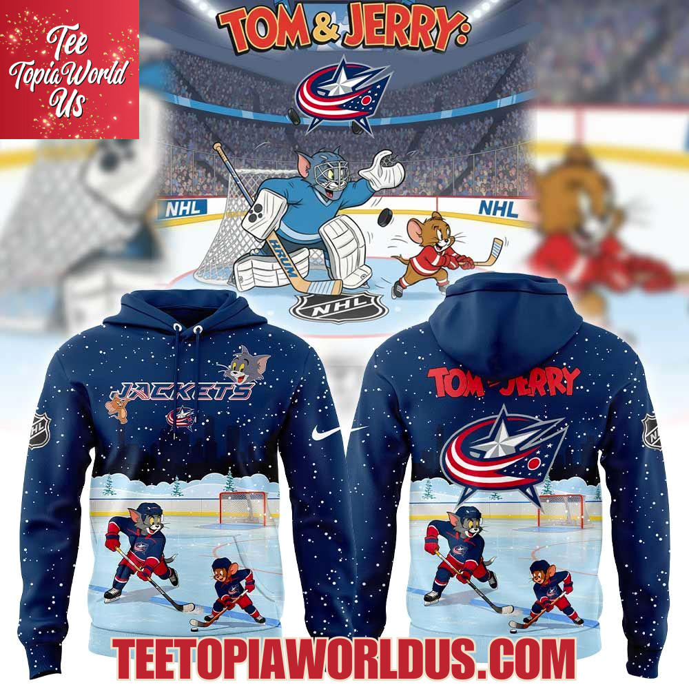 Columbus Blue Jackets Tom Cat and Jerry Mouse Hoodie Columbus Blue Jackets Tom Cat and Jerry Mouse Hoodie