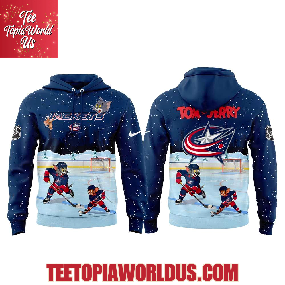 Columbus Blue Jackets Tom Cat and Jerry Mouse Hoodie Columbus Blue Jackets Tom Cat and Jerry Mouse Hoodie