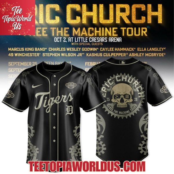 Detroit Tigers x Eric Church – Free the Machine Tour Merch Jersey