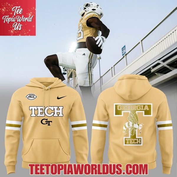 Georgia Tech Football Sting Em Gold Uniform 2025 Hoodie