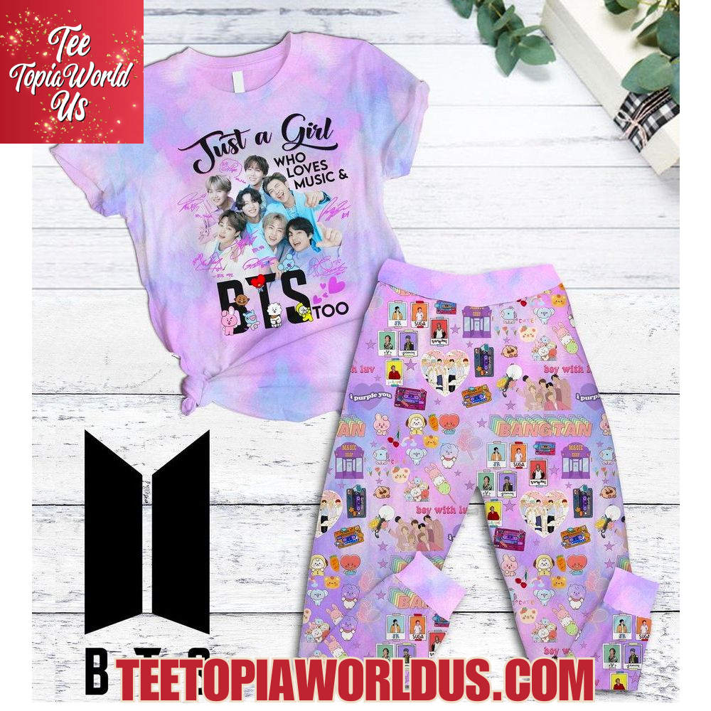 Just A Girl Who Loves Music & BTS Too Pajamas Set Just A Girl Who Loves Music & BTS Too Pajamas Set
