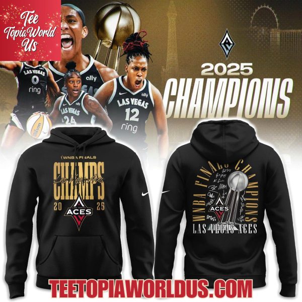 Las Vegas Aces Black WNBA Finals Champions Trophy Hoodie Las Vegas Aces Black WNBA Finals Champions Trophy Hoodie