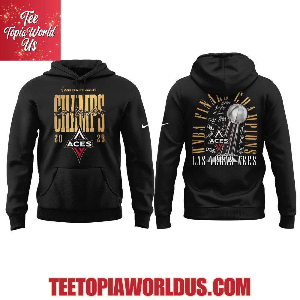 Las Vegas Aces Black WNBA Finals Champions Trophy Hoodie Las Vegas Aces Black WNBA Finals Champions Trophy Hoodie