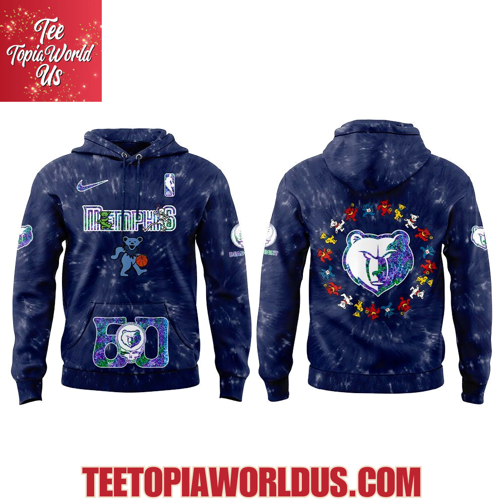 Memphis Grizzlies Grateful Dead 60th Anniversary Hoodie Memphis Grizzlies Grateful Dead 60th Anniversary Hoodie
