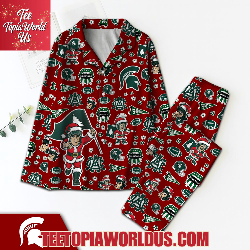 Michigan Spartans Christmas Pajamas Set Michigan Spartans Christmas Pajamas Set