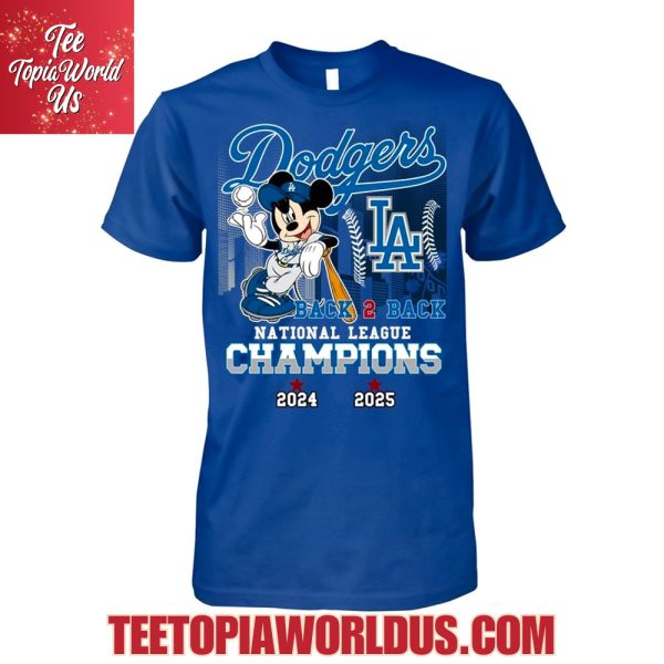 Mickey Mouse x Los Angeles Dodgers Back 2 Back National League Champions 2024 2025 T-Shirt Mickey Mouse x Los Angeles Dodgers Back 2 Back National League Champions 2024 2025 T-Shirt