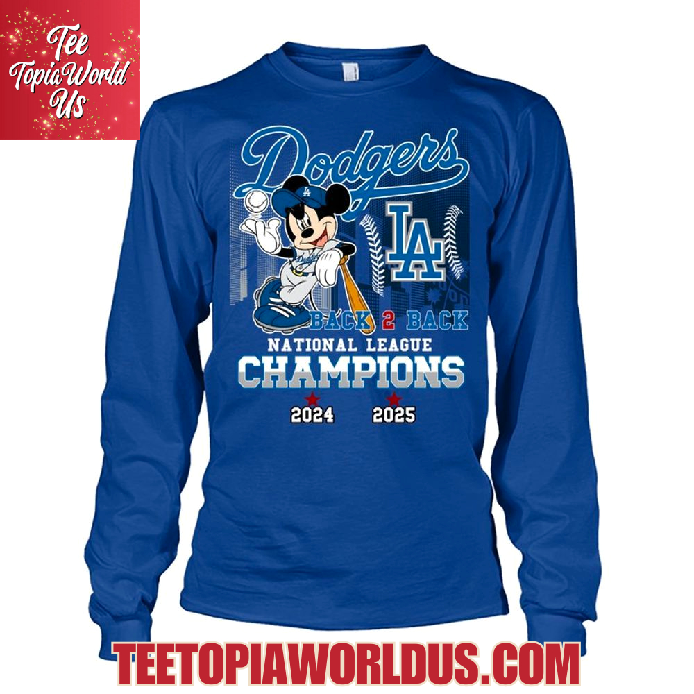 Mickey Mouse x Los Angeles Dodgers Back 2 Back National League Champions 2024 2025 T-Shirt Mickey Mouse x Los Angeles Dodgers Back 2 Back National League Champions 2024 2025 T-Shirt