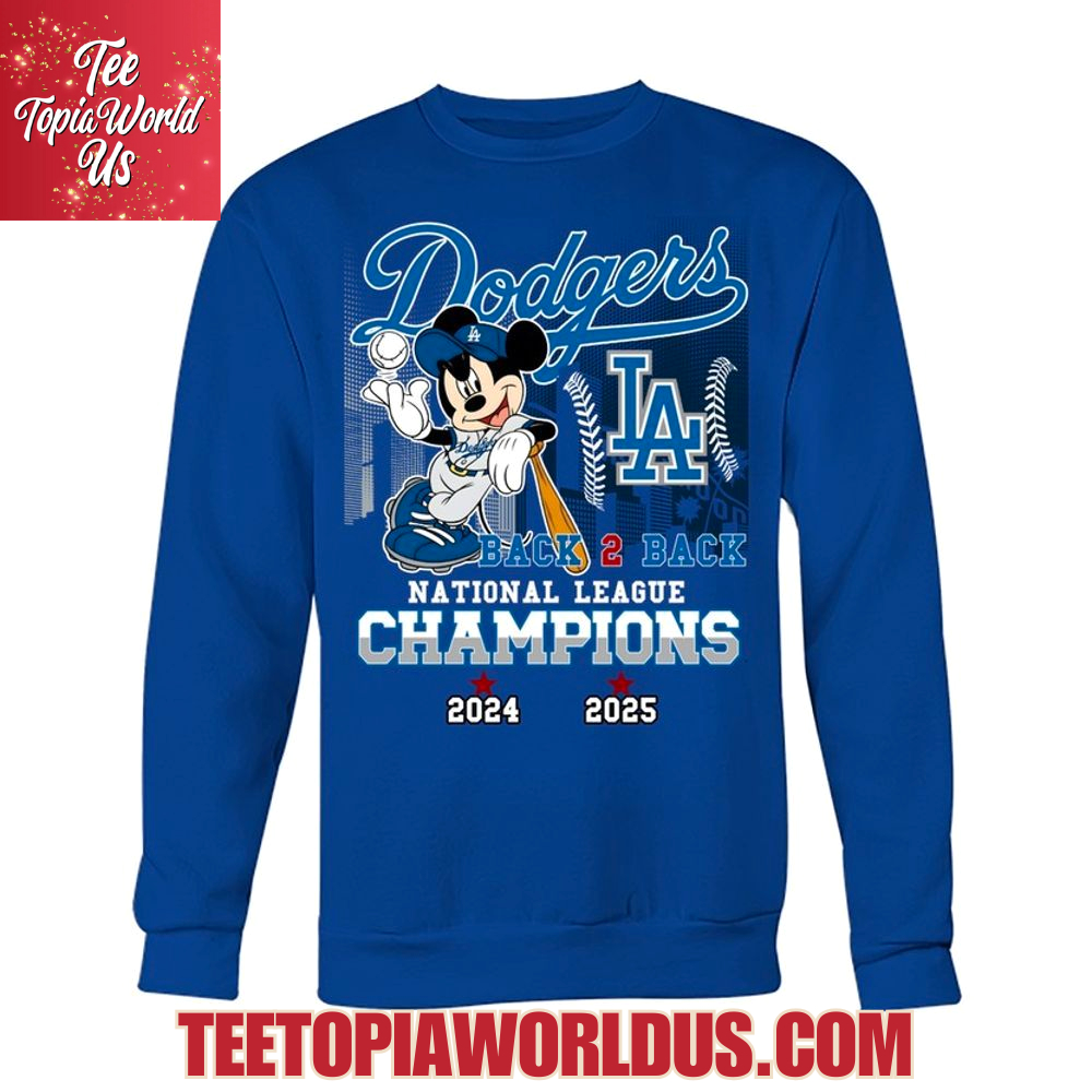 Mickey Mouse x Los Angeles Dodgers Back 2 Back National League Champions 2024 2025 T-Shirt Mickey Mouse x Los Angeles Dodgers Back 2 Back National League Champions 2024 2025 T-Shirt