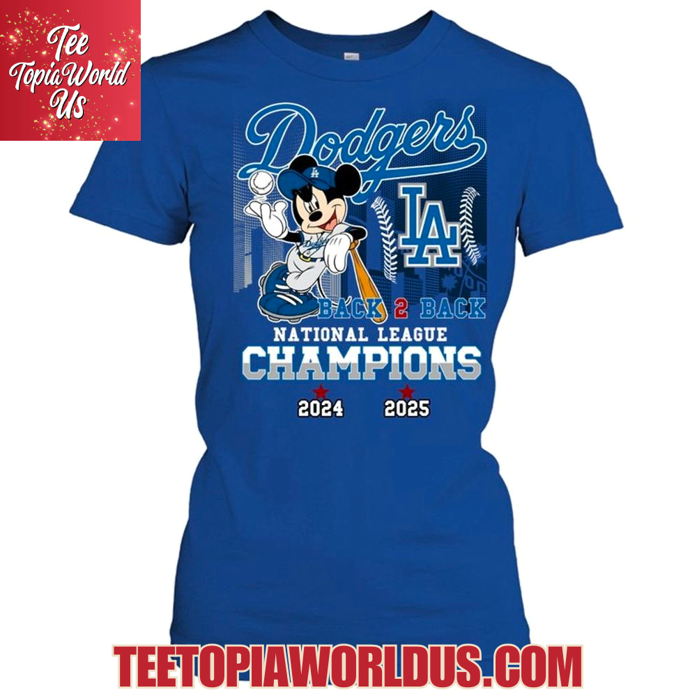 Mickey Mouse x Los Angeles Dodgers Back 2 Back National League Champions 2024 2025 T-Shirt Mickey Mouse x Los Angeles Dodgers Back 2 Back National League Champions 2024 2025 T-Shirt
