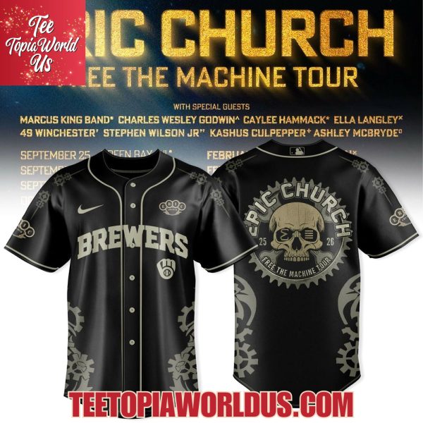 Milwaukee Brewers x Eric Church – Free the Machine Tour Merch Jersey