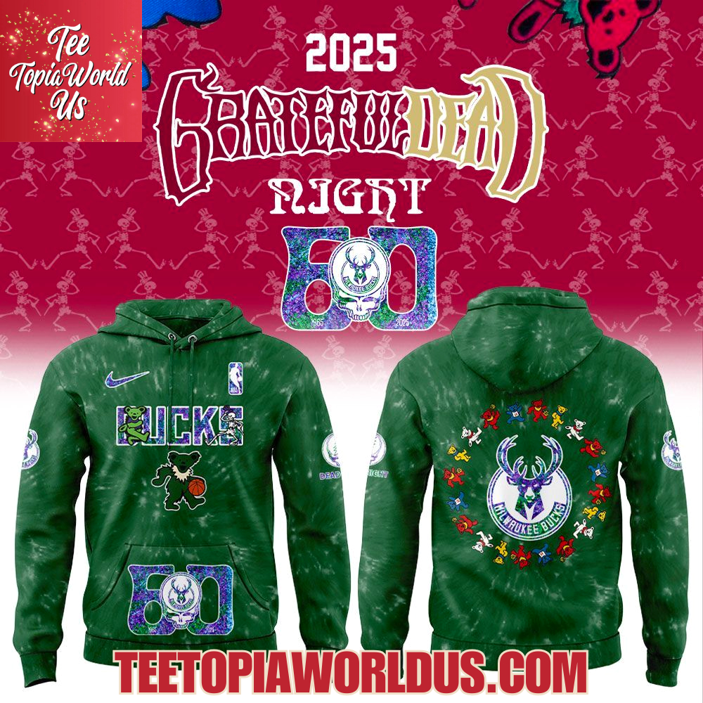 Milwaukee Bucks Grateful Dead 60th Anniversary Hoodie Milwaukee Bucks Grateful Dead 60th Anniversary Hoodie