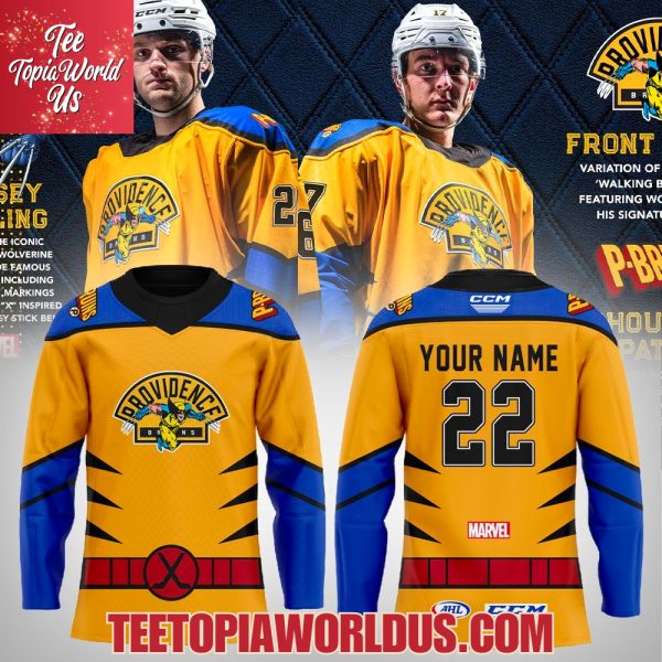 Providence Bruins Marvel Wolverine Uniform 2025 Hockey Jersey