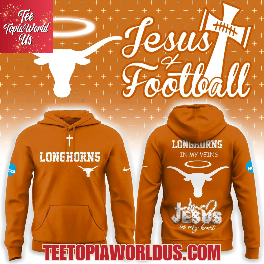 Texas Longhorns Jesus and Football Hoodie Texas Longhorns Jesus and Football Hoodie
