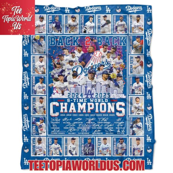 9-Time World Champions Los Angeles Dodgers Blanket