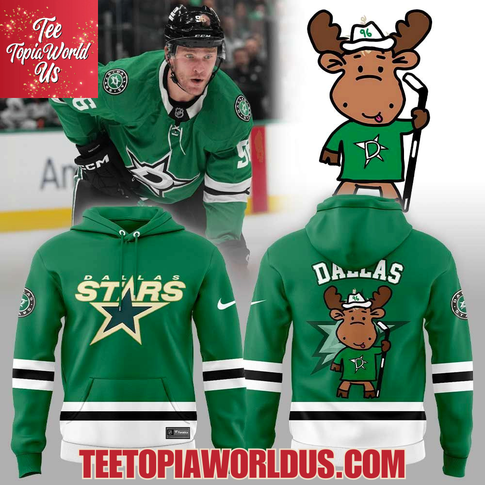 Dallas Stars Kelly Green Doodle Moose Uniform Hoodie Dallas Stars Kelly Green Doodle Moose Uniform Hoodie