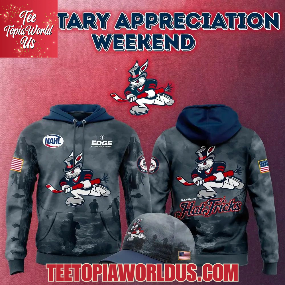 Danbury Hat Tricks Military Night Hockey Jersey 2025 Hoodie 2025 Danbury Hat Tricks Military Night Hockey Jersey 2025 Hoodie 2025