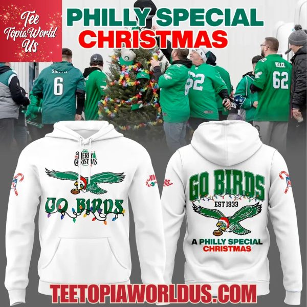 Philadelphia Eagles Merry Christmas 2025 White Hoodie